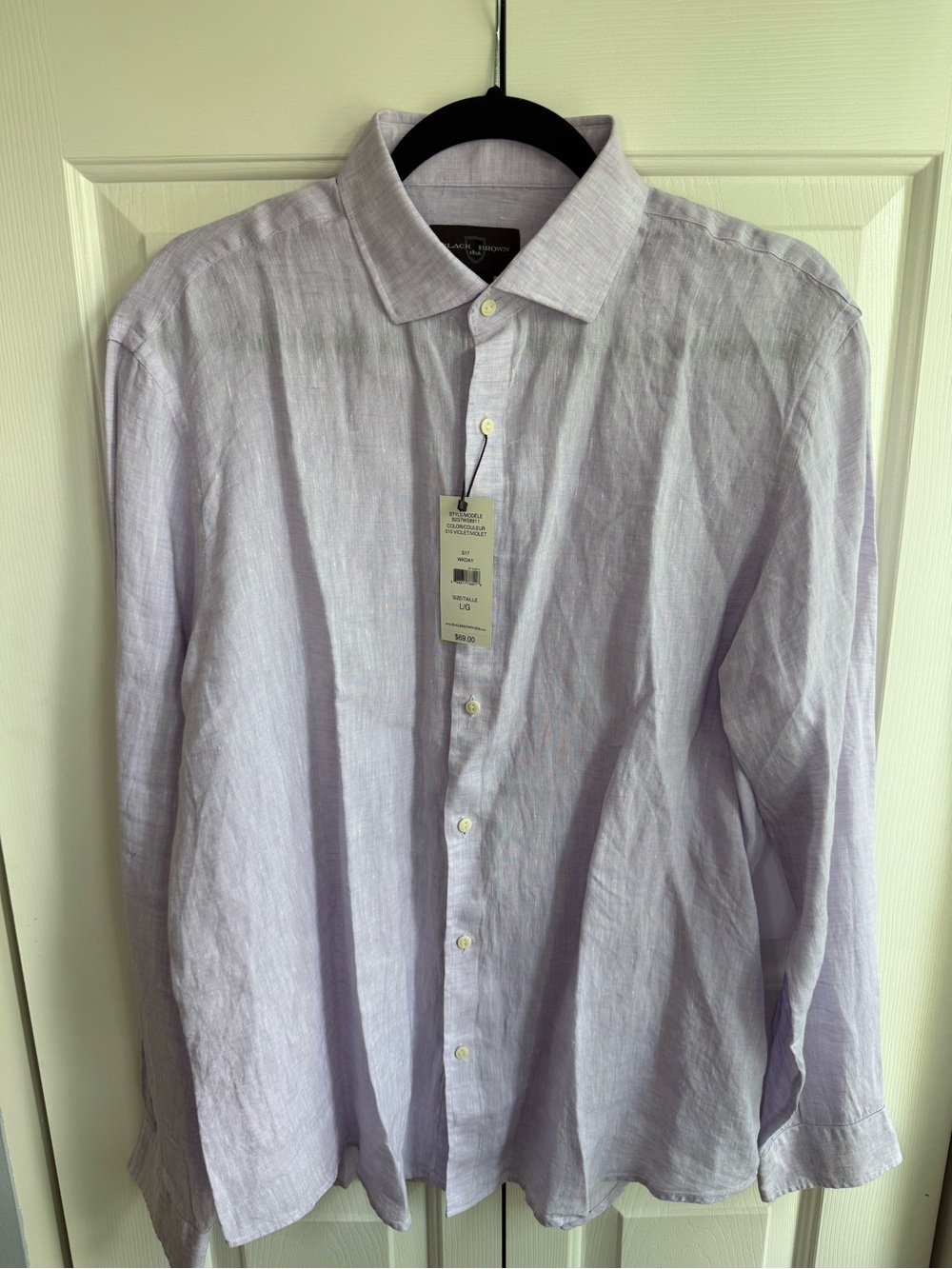 Black Brown 1826 Men's Light Lavender Linen Button-Down Shirt